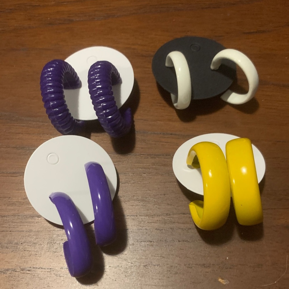Vintage Colourful Hoop Earrings Set